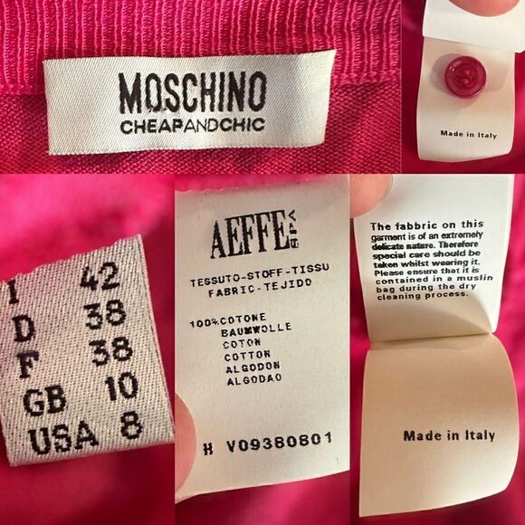 Moschino Cheap and Chic Y2K Pink Embellished Cardigan size 8 - Picture 12 of 16